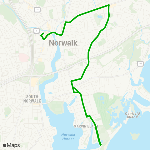 Norwalk Transit Wheels Rte 7 map