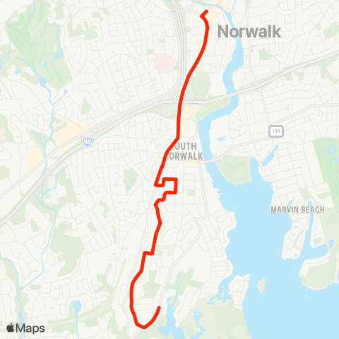 Norwalk Transit Wheels Rte 10 map