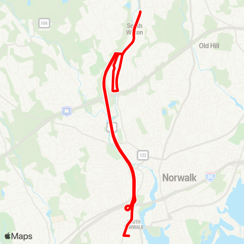 Norwalk Transit Merritt 7 - Glover Ave Commuter Shuttle map