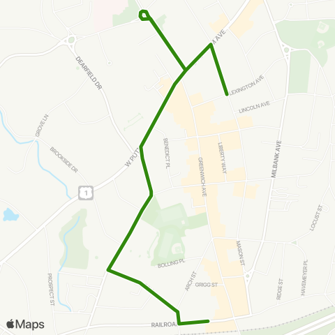 Norwalk Transit Greenwich Central Loop Commuter Shuttle map