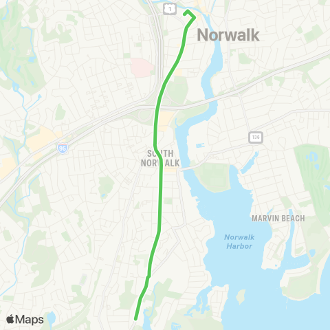 Norwalk Transit Coastal Link map