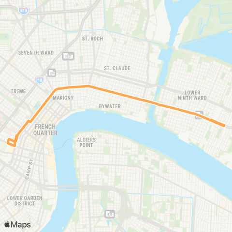 New Orleans RTA St. Claude - Arabi map