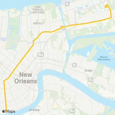 New Orleans RTA Broad - Napoleon map