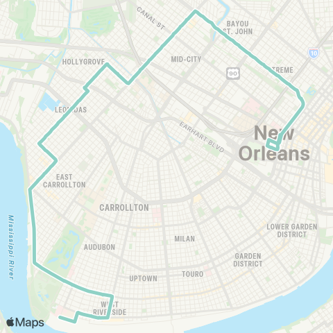 New Orleans RTA Leonidas-Treme map