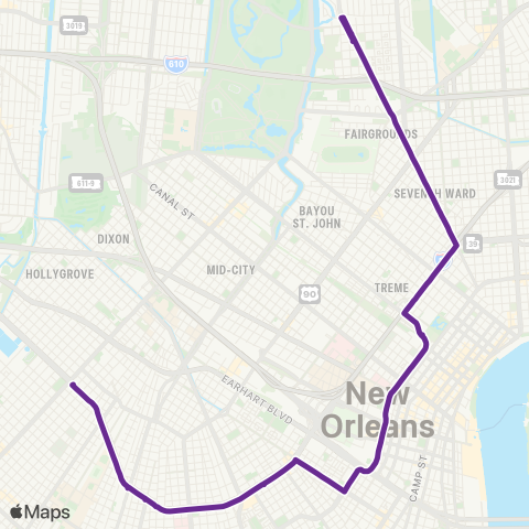 New Orleans RTA St. Bernard-Claiborne map