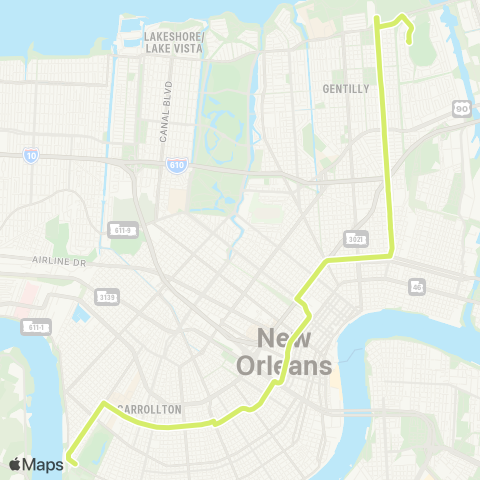 New Orleans RTA Franklin-Freret map