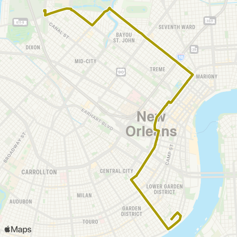 New Orleans RTA Jackson-Esplanade map