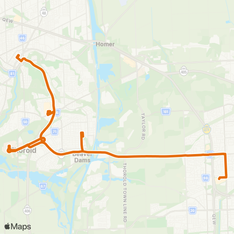 Niagara Region (regional routes) Brock University - St. Catharines map