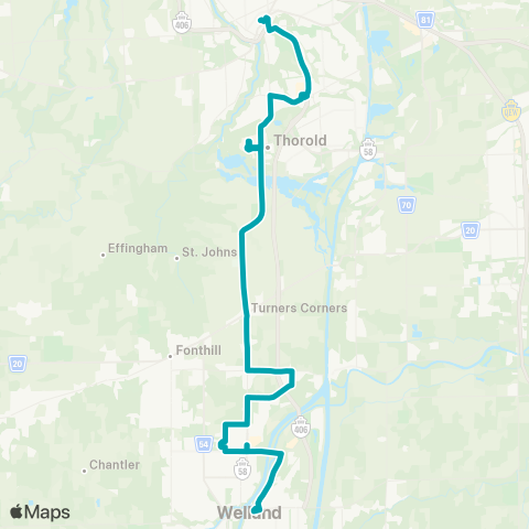 Niagara Region (regional routes) Brock Univ - Niagara Coll Welland Campus map