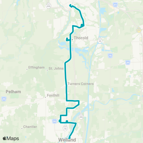 Niagara Region (regional routes) Brock University - St. Catharines map