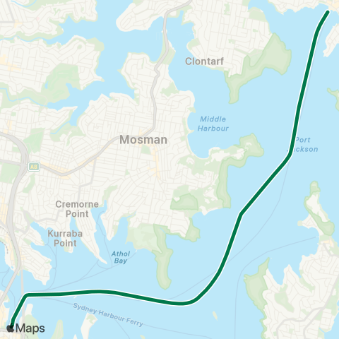 Sydney Ferries Network Manly map