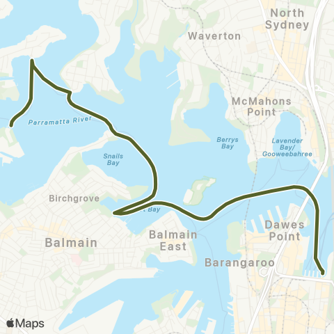 Sydney Ferries Network Cockatoo Island map