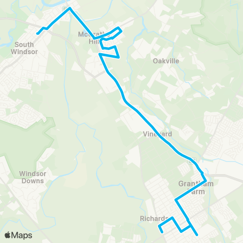 Sydney Buses Network Riverstone to Windsor via McGraths Hill & Vineyard map