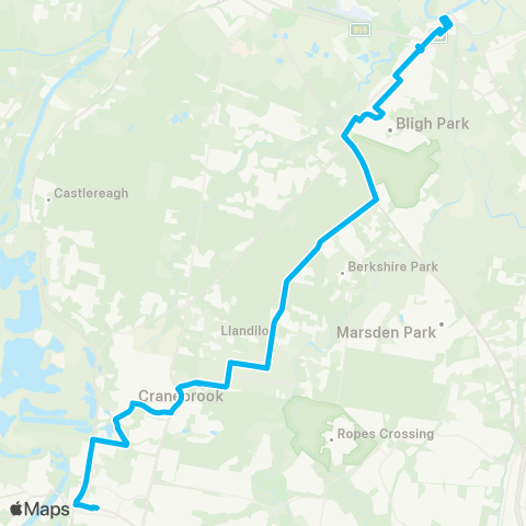 Sydney Buses Network Windsor to Penrith via Cranebrook map