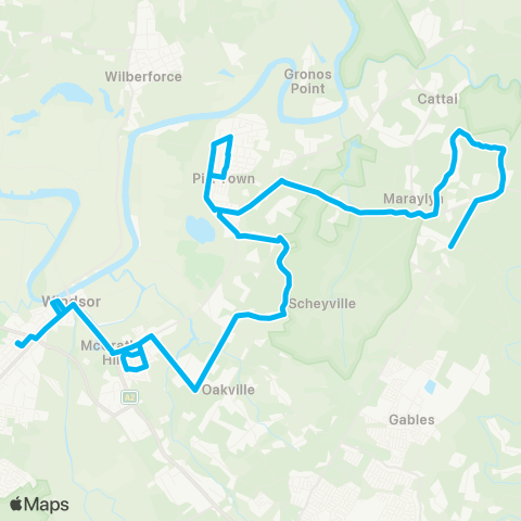 Sydney Buses Network Maraylya to Windsor via McGraths Hill map