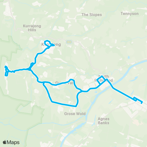 Sydney Buses Network Richmond to Bowen Mtn via Grose Vale & Grose Wold (Loop Service) map