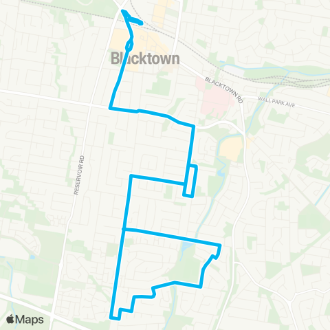 Sydney Buses Network Blacktown to Prospect via Flushcombe Rd (Loop Service) map