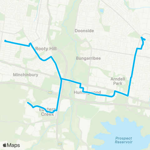 Sydney Buses Network Mt Druitt to Blacktown via Eastern Creek map