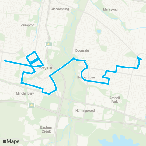 Sydney Buses Network Mount Druitt to Blacktown map