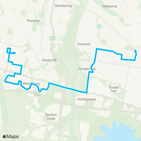 Sydney Buses Network Mt Druitt to Blacktown via Minchinbury map