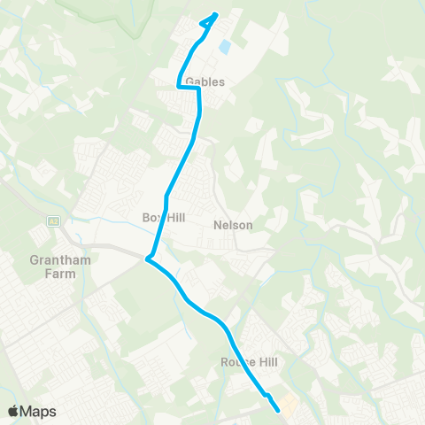 Sydney Buses Network Gables to Rouse Hill map