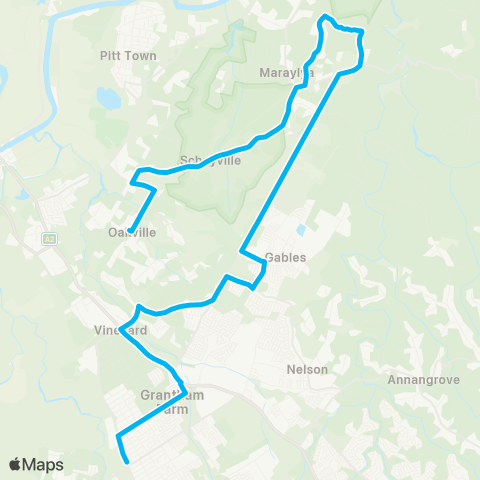 Sydney Buses Network Oakville to Riverstone via Maraylya & Box Hill map