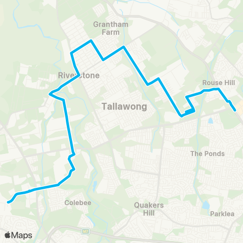 Sydney Buses Network Marsden Park to Rouse Hill Station map