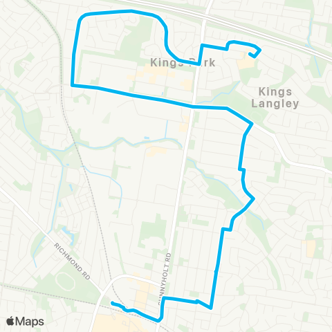 Sydney Buses Network Kings Langley to Blacktown map