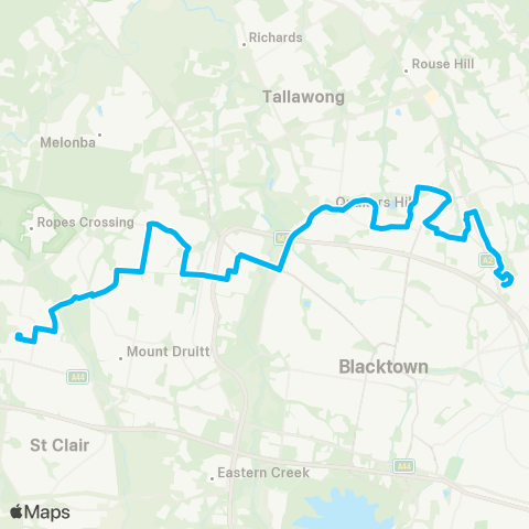 Sydney Buses Network Norwest Private Hosp to St Marys via Stanhope Gardens map