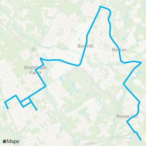 Sydney Buses Network Riverstone to Rouse Hill map