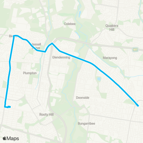 Sydney Buses Network Mount Druitt to Blacktown via Bidwill map