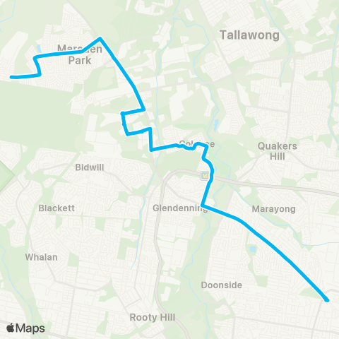 Sydney Buses Network Melonba to Blacktown via Colebee map