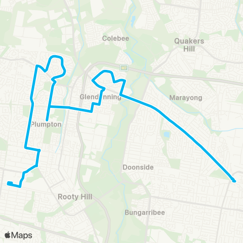 Sydney Buses Network Blacktown to Mt Druitt via Hassall Grove map