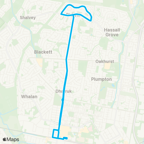 Sydney Buses Network Mount Druitt to Bidwill (Loop Service) map