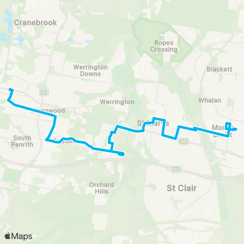 Sydney Buses Network Mount Druitt to Penrith via Nepean Hosp map