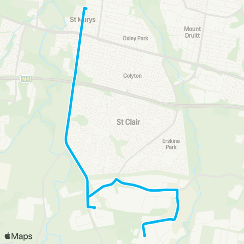 Sydney Buses Network St Marys to Kemps Creek via Erskine Park map