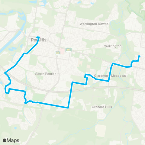 Sydney Buses Network St Marys to Penrith via Glenmore Park map