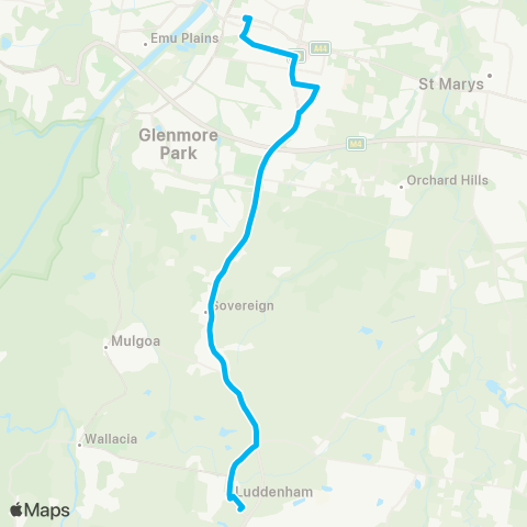 Sydney Buses Network Luddenham to Penrith map