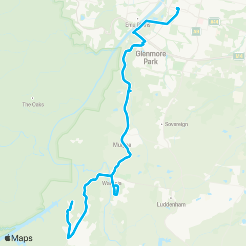 Sydney Buses Network Warragamba to Penrith map