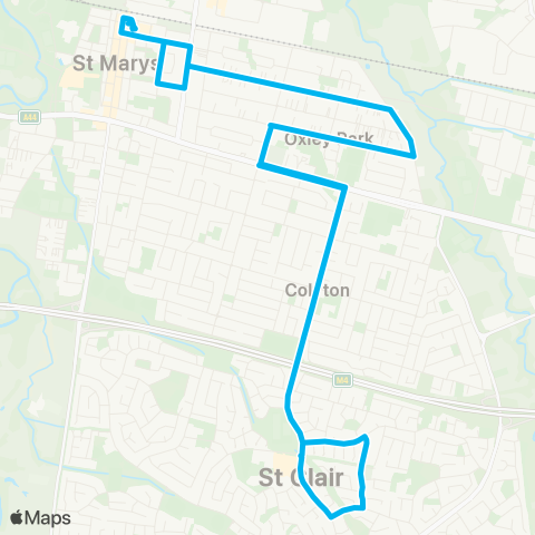 Sydney Buses Network St Marys to St Clair (Loop Service) map