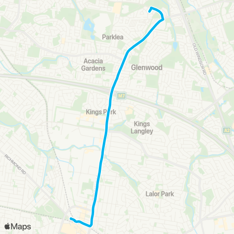 Sydney Buses Network Myrtle Glen Stanhope Gardens to Blacktown map