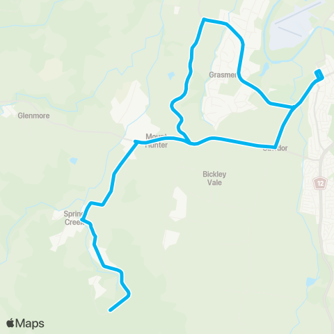 Sydney Buses Network Camden to Spring Creek & Brownlow Hill (Loop Service) map