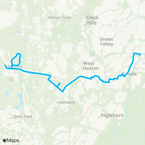 Sydney Buses Network Bringelly to Liverpool map