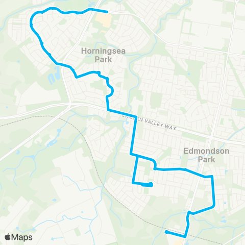 Sydney Buses Network Carnes Hill to Edmondson Park Station map