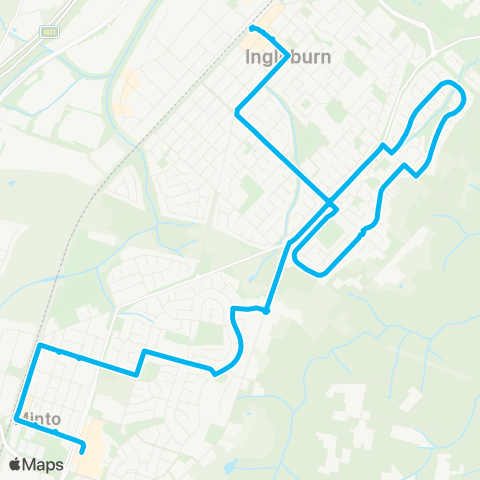 Sydney Buses Network Minto to Ingleburn map