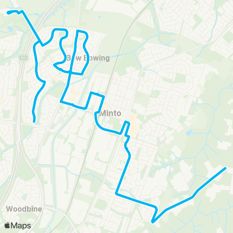 Sydney Buses Network Minto to St Andrews (Loop Service) map