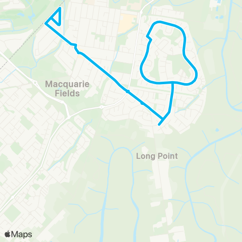 Sydney Buses Network Macquarie Fields Sta to Eucalyptus Dr (Loop Service) map