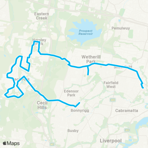 Sydney Buses Network Bonnyrigg and Western Sydney Parklands to Fairfield map