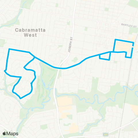 Sydney Buses Network Cabramatta to Mt Pritchard (Loop Service) map