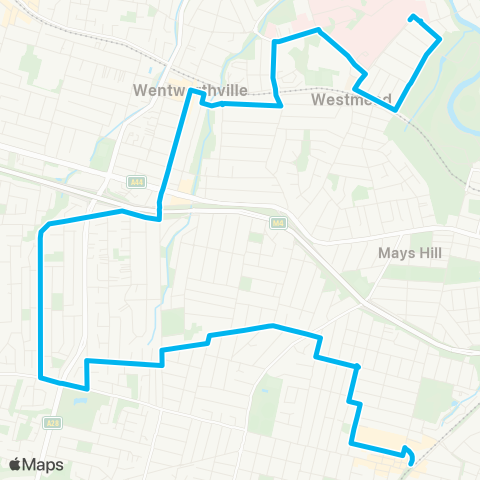 Sydney Buses Network Westmead Hospitals to Merrylands map